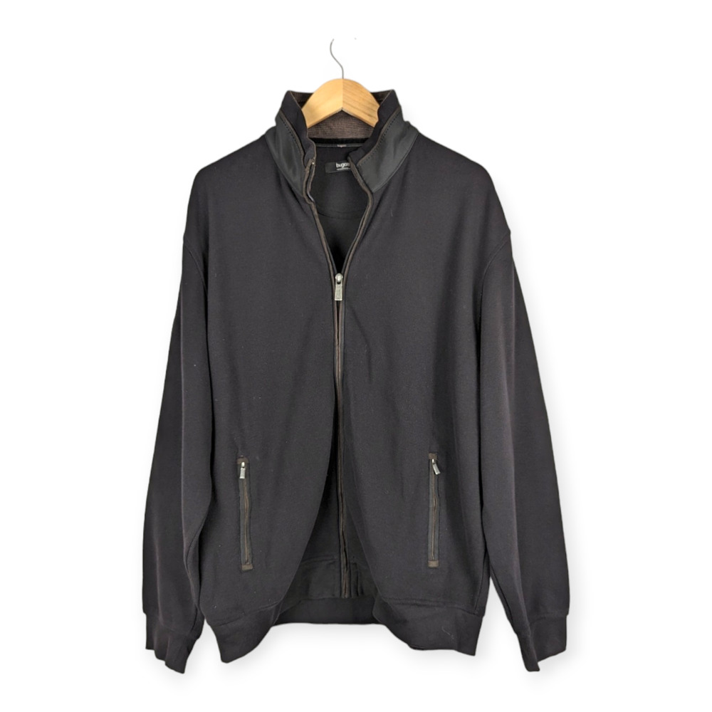 Bugatti Men's Black‎ Cotton Blend Knit Jacket Full Zip Jacket Size XXL Gorpcore